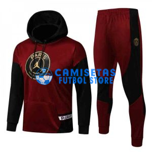 Sudadera PSG 2021/2022 Con Capucha Kit Rojo Oscuro Manga Negro