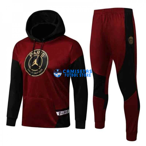 Sudadera PSG 2021/2022 Con Capucha Kit Rojo Oscuro Manga Negro