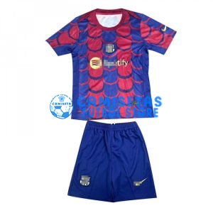 Camiseta Barcelona 2024/2025 Pre-Match Rojo/Azul Niño Kit