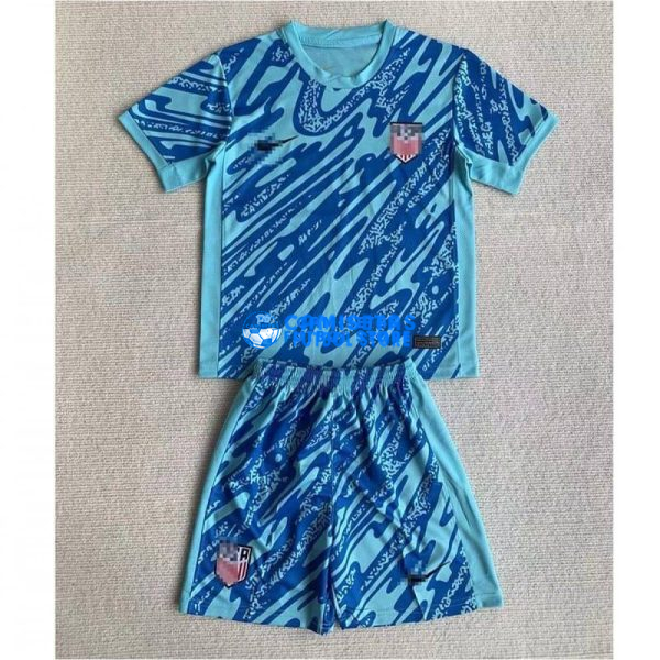 Camiseta De Portero EE.UU. 2024 Niño Kit Azul