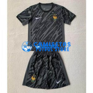 Camiseta De Portero Francia 2024 Niño Kit Gris/Negro