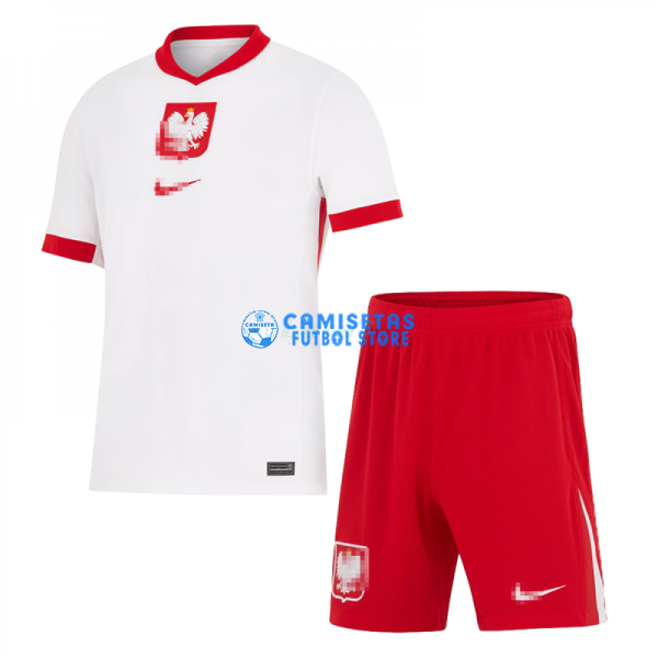 Camiseta Polonia 1ª Equipación 2024 Niño Kit