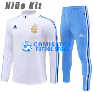 Sudadera de Entrenamiento Argentina 2024 Niño Kit Blanco