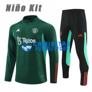 Sudadera de Entrenamiento Manchester United 2024/2025 Niño Kit Verde Oscuro