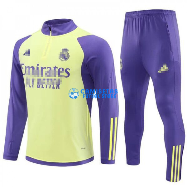 Sudadera De Entrenamiento Real Madrid 2024/2025 Kit Amarillo Claro/Morado