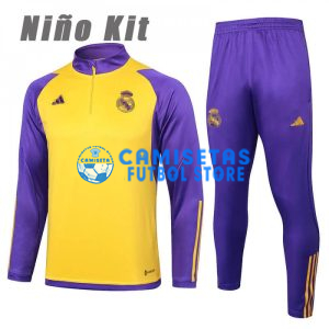 Sudadera De Entrenamiento Real Madrid 2024/2025 Niño Kit Amarillo/Morado