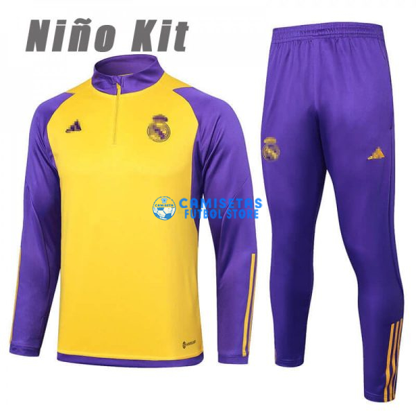 Sudadera De Entrenamiento Real Madrid 2024/2025 Niño Kit Amarillo/Morado