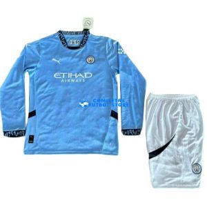 Manchester City 2024/2025 Manga larga Camiseta de la 1ª equipación Niños