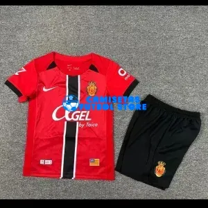 Camiseta RCD Mallorca 1ª Equipación 2025/2026 Rojo Niño Kit con Parche La Liga