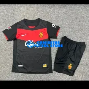 Camiseta RCD Mallorca 3ª Equipación 2025/2026 Negro Niño Kit con Parche La Liga