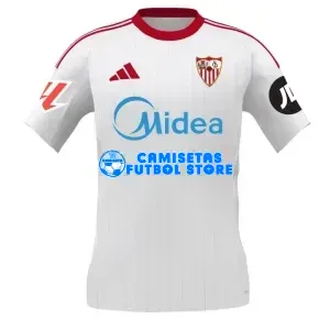 Camiseta Sevilla FC 1ª Equipación 2025/2026 Blanco con Parche La Liga