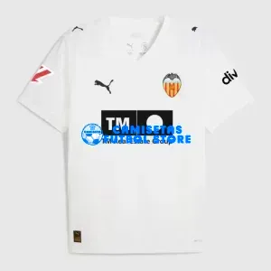Camiseta Valencia 1ª Equipación 2025/2026 Blanco con Parche La Liga