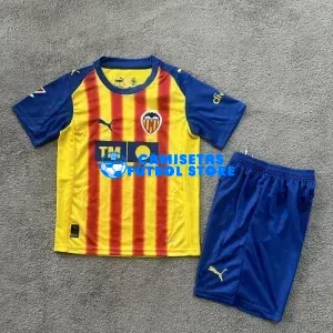 Camiseta Valencia 3ª Equipación 2025/2026 Amarillo/Rojo/Azul Niño Kit con Parche La Liga