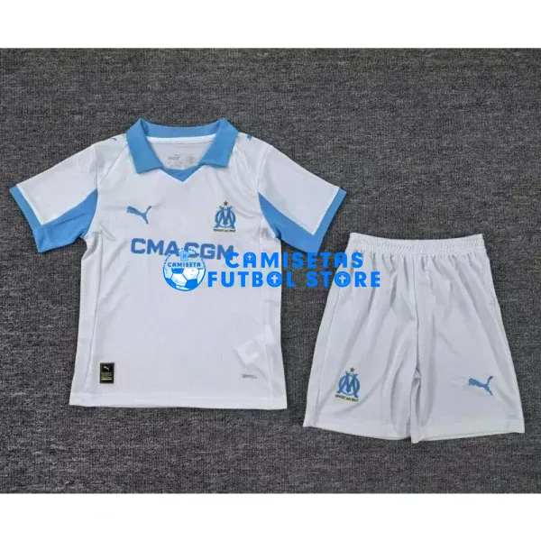 Camiseta Olympique Marsella 1ª Equipación 2025/2026 Blanco Niño Kit - Imagen 2