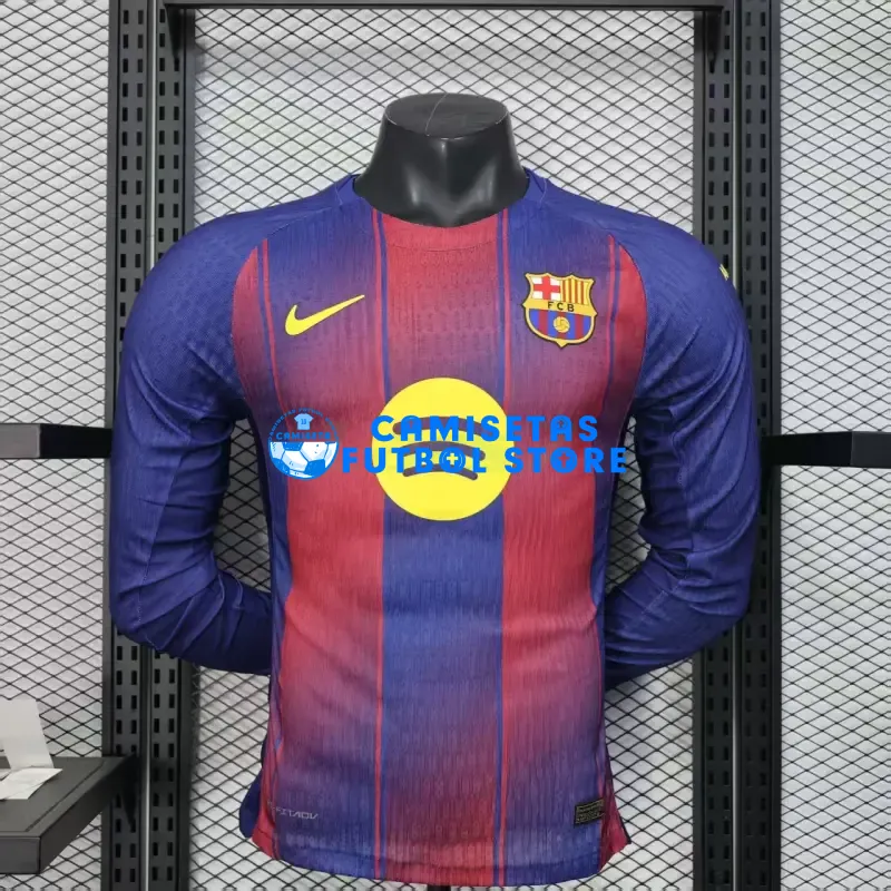 Camiseta Barcelona 1ª Equipación 2025/2026 ML Rojo/Azul (EDICIÓN JUGADOR)
